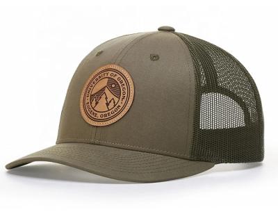 China COMMON 6 Panel High Quality Leather Patch Mesh Full Embroidery Custom Trucker Hat Professional Hat for sale