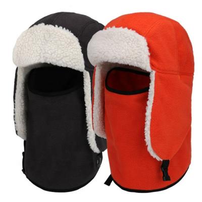 China Double Layer Winter Waterproof Thickening Cold-proof Trapper Windproof Thermal Cap Hat Scarf Face Lambswool for sale