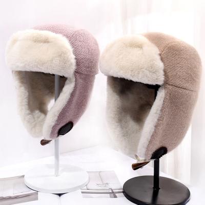 China JOINT Factory Winter Rabbit Fur Earmuffs Cold-resistant Windproof Men's Trapper Cap Hat for sale