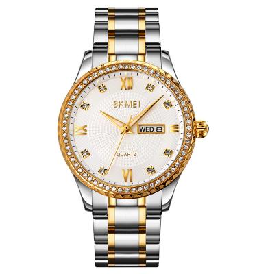 China Luxury Gold Day/Date Watch For Men's 1837 Watches SKMEI Diamond Gold Plated Stainless Steel for sale