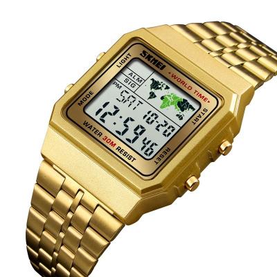 China Modern Alarm Skmei 1338 Top 10 Digital World Time Zone Synchronizes Stainless Steel Back Multifunction Watch for sale