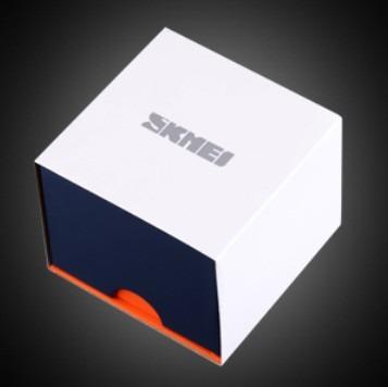 China Blue Orange Watch Packaging SKMEI Fashion Gift Wrapping Paper Boxes for sale