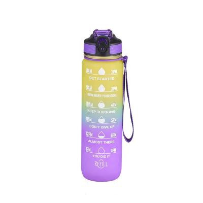 China Sustainable Portable Straw 1L Sports Bottle Cover Elastic Water Bottle With Weather Mark Plastic Gym Water Bottle for sale