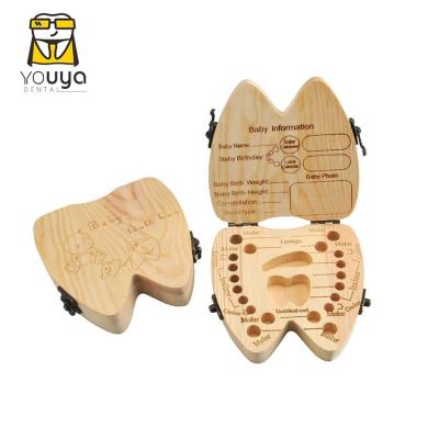 China Promotion Custom Design Wooden Tooth Fairy Box Baby Milk Teeth Storage Box for sale