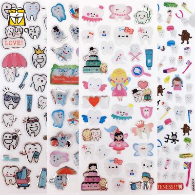 China Waterproof+Eco-friendly Wholesale Cartoon Stickers Funny Tooth Label Sticker For Dental Clinic Gift for sale