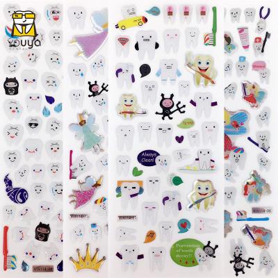 China Waterproof+Eco-friendly Gift Promotional Dental Cartoon Printed Tooth Sticker For Kids for sale