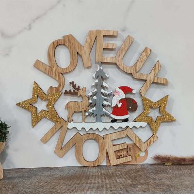 China Popular Christmas Gift Wood Ornament Christmas Decor Wall Hanging Wooden Wall Art for sale