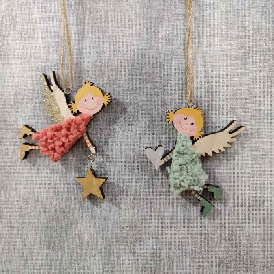 China Hanging Decor Angel Ornament Wall Decor Angel Hanging Decor Flying Angle Christmas Europe Wood Pendant for Christmas for sale