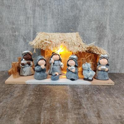 China Europe Nativity Scene Statue Polyresin Christmas Custom Figurines Religious Resin Nativity Set With Led Lights for sale