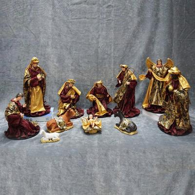 China Classic Christmas Nativity Scene 11 Resin Figurines Ornaments Religious Holy Family Nativity Sets for sale