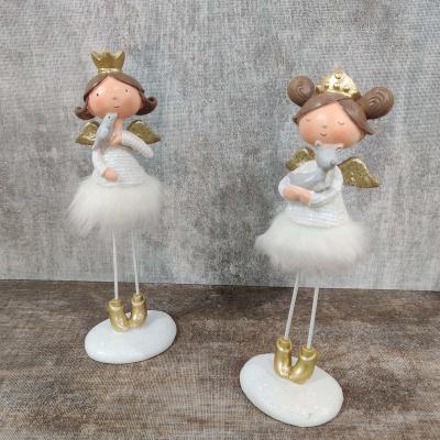 China Popular White Sculpture Doll Angel Statue Ornament Fabric Angel Gift Christmas Home Decoration for sale