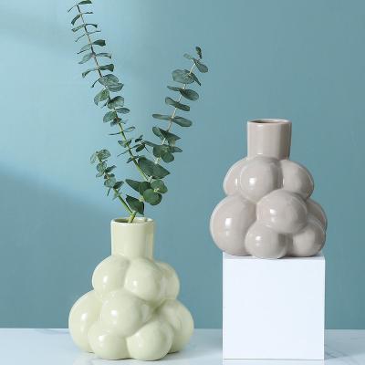 China Color Ceramic Modern Style Home Decor Morandi Vases Ware Small Nordic Ceramic Flower Vase for sale