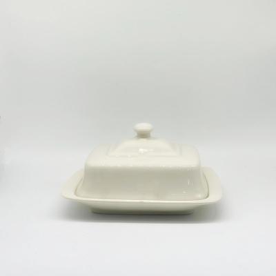 China Viable in Stock China Supplier Kitchen Modern Rectangle Tableware Ceramic Butter Dish With Lid for sale