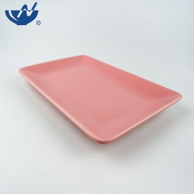 China Sustainable Matte Color Glaze Flat Fruit Dinner Plate Rectangular Dish Ceramic Square Dish for sale