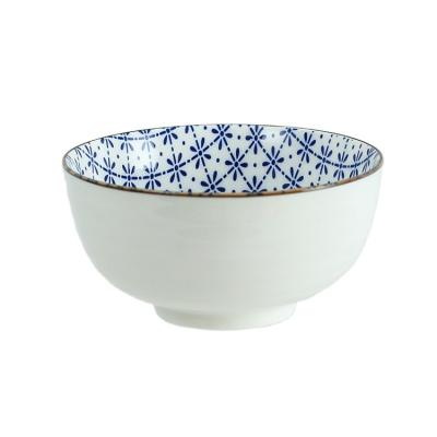 China 5 Inch Sustainable Stoneware Japanese Ceramic Rice Soup Bowl With Traditional Pattern for sale