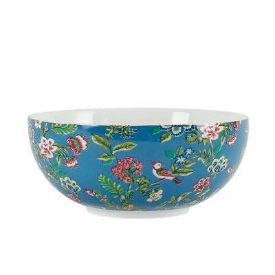 China Wholesale Price Viable Blue Decal Ceramic OEM Custom Bowls Gift Set Porcelain Serving Bowl for sale