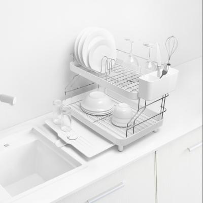 China Double Layers Kitchen Viable Home Rack Organization Folding Dish Rack Fork Rack Knife Holder Dishes Dish Drainer for sale