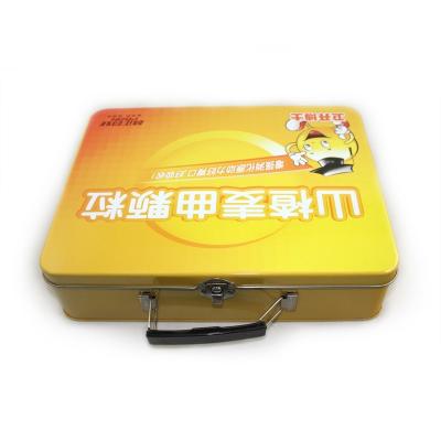 China gift tin box with plastic handle for sale