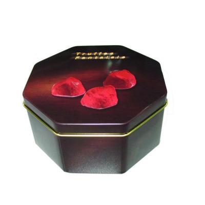 China embossed octagonal chocolate metal tin boxes for sale