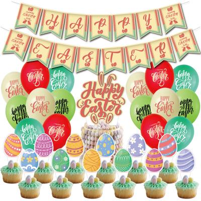 China Themed Easter Pull Flag Cake Waist Card Easter Insert Balloon Party Decoration Set for sale