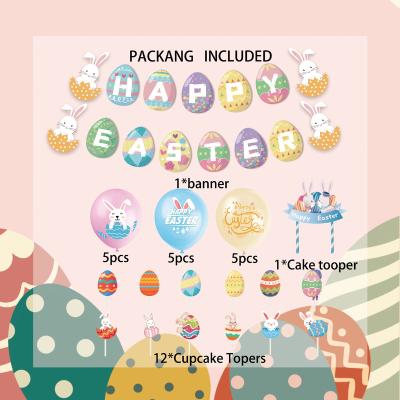 China New Easter Bunny Cake Flag Set Easter Egg Party Latex Balloon Decoration for sale