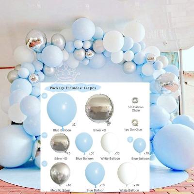 China Silver Blue Birthday Wedding Baby Party Decoration Metal Balloon Garland Arch Kit for Wedding Baby Shower Birthday Party Bridal Decorations for sale