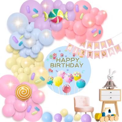 China New Product Border Children's Birthday Party Macaroon Latex Balloon Background Decoration Birthday Wedding Baby Party Decoration for sale