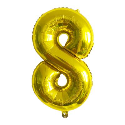 China Birthday Wedding Baby Party Decoration Gold 32inch Numbers 0-9 Inflatable Birthday Party Layout Aluminum Foil Number Balloons for sale