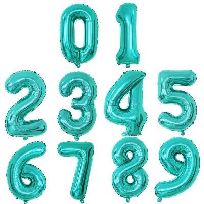 China Birthday Wedding Baby Party Decoration 34 Inch Blue Green Nylon Digital Foil Balloon Number Balloons Balloons Birthday Party Decoration for sale