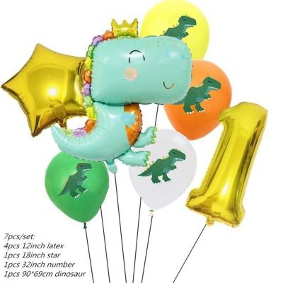 China Hot Sale Gold Dinosaur Crown Cartoon Happy Birthday Wedding Baby Party Decoration Mold Aluminum Foil Balloon for sale