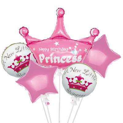 China Wholesale New Cartoon 5pc Birthday Wedding Baby Party Decoration Movie Balloon Crown Theme Aluminum Set Birthday Party Supplies Decoration for sale