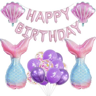 China Birthday Wedding Baby Party Decoration New Mermaid Tail Birthday Party Balloon Oriented Aluminum Set for sale