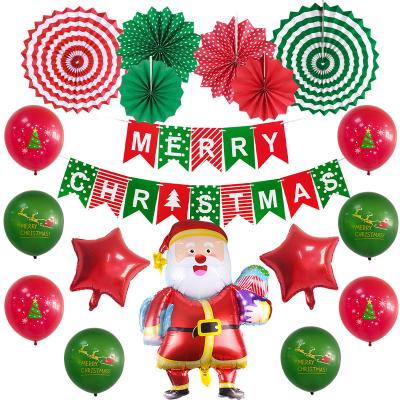 China Santa Claus School Mall Pulling Flag Christmas Party Merry Christmas Snowflakes Banner Foil Red Green Foil Balloon for sale