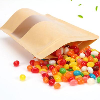 China Recycled Materials Packaging Gift Dried Food Fruit Tea Packaging Pouches Self Seal Zipper Kraft Paper Window Bag Holder Self Seal Bags for sale