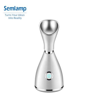 China Custom Professional Mini High Frequency Warm Face Moisturizer Spa Handheld Nano Mist Sprayer Ionic Facial Steamer For Home Use for sale