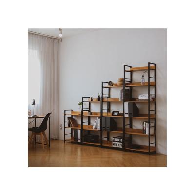 China Good quality 5layer modern competitive price metal frame rack particle board book shelves industrial home furniture modern bookcase for sale