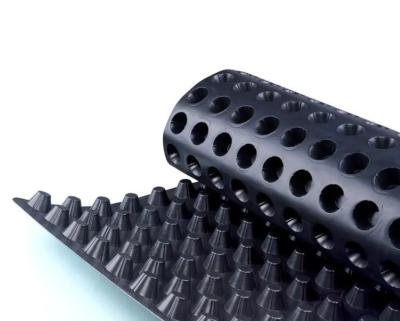 China 30mm-60mm HDPE Storage Drainage Board for Greenroof Membrane in Black and Green Color for sale