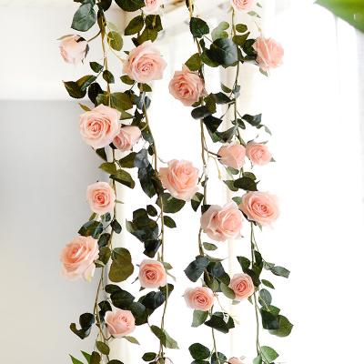 China Home Decoration Artificial Flowers Lifelike Rose Grass Wedding Flower High Quality Hanging Silk Roses for sale