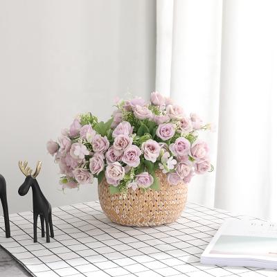 China Wholesale Lifelike 10 Color Main 5 Artificial Roses Flower Nordic Outdoor Wedding Bouquet Decoration Artificial Roses for sale