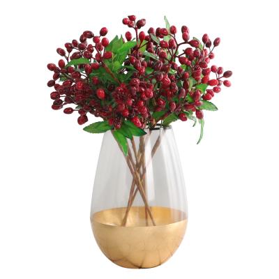 China Realistic Wholesale Silk Wall Occasion Wedding Flower Home Decor Supplier Yiwu Moss Berry Artificial Flowers for sale