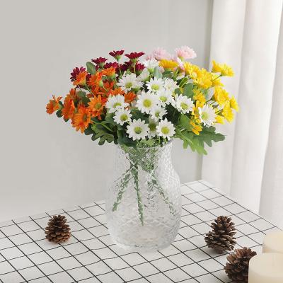 China Beautiful 30cm mini sunflowers artificial white silk flowers for living room colorful artificial table decoration for sale