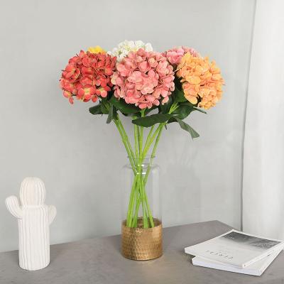 China Beautiful 8 simple living room decoration hydrangea colorful touch latex color branch artificial wedding silk flowers for sale