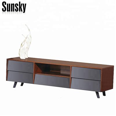 China SK1607F America Luxury Walnut Wooden PANEL & Matt Gray TV Cabinet for sale