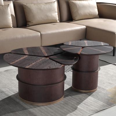 China Modern SK1913AB BOARD Home Furniture MDF Design Coffee Table And Iron Bronze Modern for sale