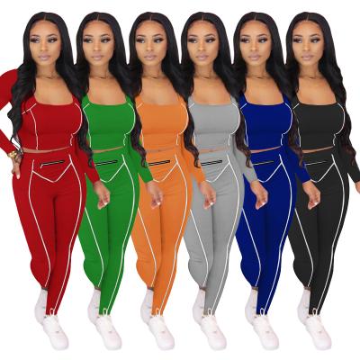 China Squared Ladies Sportswear Collar Women African Breathable Tracksuit Autumn Outfits Wholesale Solid Patchwork 2 Piece Set for sale