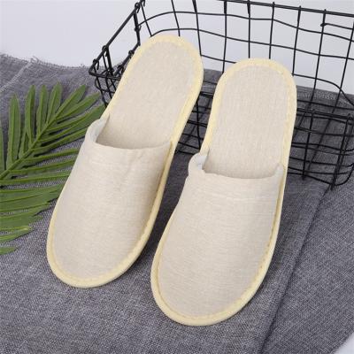 China Non Slip Hotel Spa Slippers Bulk Logo Durable Breathable Linen Custom Made Eco-Friendly Disposable For Men for sale