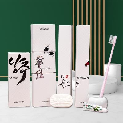 China Eco-friendly Exquisite Disposable Luxury Hotel Amenities Free Sample 5 Star Hotel Amenities Set Custom Logo Disposable Hotel Toiletries Supplies For Guest for sale