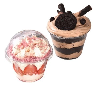 China Custom Logo Maker WWL Dessert Plastic Cup 8oz Clear Boba Ice Cream PET Wholesale Disposable Eco Friendly Disposable Container With Lid And Straw for sale