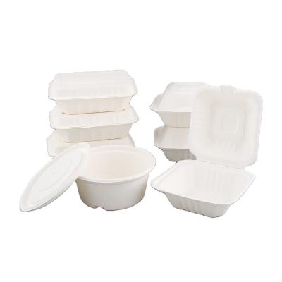 China WWL Biodegradable Bagasse Dish Disposable Sugarcane Food Container Straws Burger Clamshell Sugarcane Price Products Pulp for sale