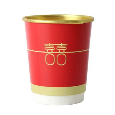 China WWL Gold Wedding Paper Cups Recyclable Luxury Disposable Printed Wrapping Paper Cups 100% White Biodegradable Cups/Paper Wrapping for sale